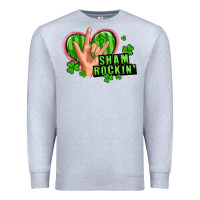 Heather Grey shamrockin' rock n roll female hand Premium Sweatshirt - Artiststas