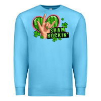 Ocean Blue shamrockin' rock n roll female hand Premium Sweatshirt - Artiststas