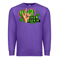 Purple shamrockin' rock n roll female hand Premium Sweatshirt - Artiststas