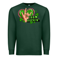 Sports Green shamrockin' rock n roll female hand Premium Sweatshirt - Artiststas