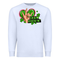 White shamrockin' rock n roll female hand Premium Sweatshirt - Artiststas