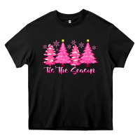 Black Tis the Season Pink Trees Heavy Core Tee - CowhideDigitalArt