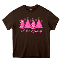 Chocolate Brown Tis the Season Pink Trees Heavy Core Tee - CowhideDigitalArt