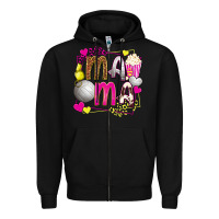 Black mama volleyball with popcorn Zipper Hoodie - texasbilliewilder