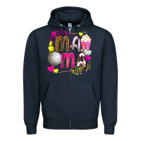 Navy mama volleyball with popcorn Zipper Hoodie - texasbilliewilder