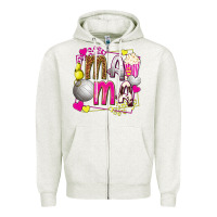Oatmeal Heather mama volleyball with popcorn Zipper Hoodie - texasbilliewilder