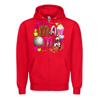 Red mama volleyball with popcorn Zipper Hoodie - texasbilliewilder