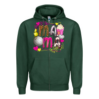 Sports Green mama volleyball with popcorn Zipper Hoodie - texasbilliewilder