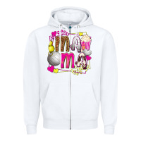 White mama volleyball with popcorn Zipper Hoodie - texasbilliewilder