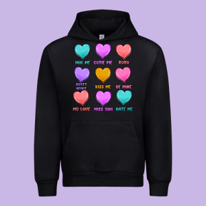 Valentine's Day Candy Hearts Urban Hoodie Designed By Maliassmallbusiness