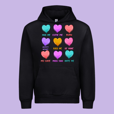 Valentine's Day Candy Hearts Urban Hoodie Designed By Maliassmallbusiness