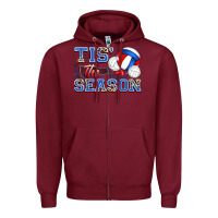 Burgundy tis' the season volleyball Zipper Hoodie - Zillion Design Studio
