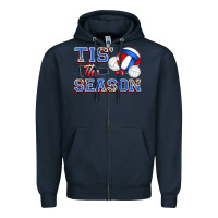 Navy tis' the season volleyball Zipper Hoodie - Zillion Design Studio