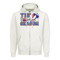 Oatmeal Heather tis' the season volleyball Zipper Hoodie - Zillion Design Studio