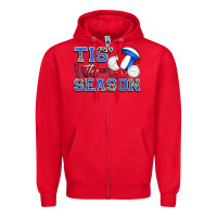Red tis' the season volleyball Zipper Hoodie - Zillion Design Studio