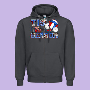 Tis' The Season Volleyball Zipper Hoodie Designed By Zillion Design Studio