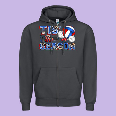 Tis' The Season Volleyball Zipper Hoodie Designed By Zillion Design Studio
