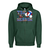 Sports Green tis' the season volleyball Zipper Hoodie - Zillion Design Studio