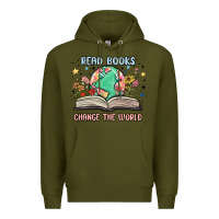 Army Green book lover Premium Hoodie - MaliasSmallBusiness
