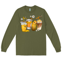 Army Green coffee cups bumble bee Long Sleeve Tee - texasbilliewilder