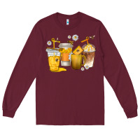Burgundy coffee cups bumble bee Long Sleeve Tee - texasbilliewilder