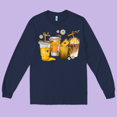 Long Sleeve Tee coffee cups bumble bee