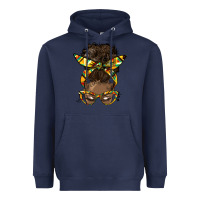 Navy afro bun Heavyweight Hoodie - HRA Design Shop