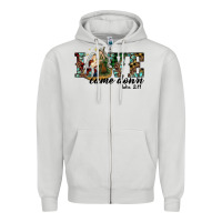 Dove Grey love came down holy family Zipper Hoodie - RanaPortraitStore