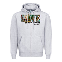 Heather Grey love came down holy family Zipper Hoodie - RanaPortraitStore