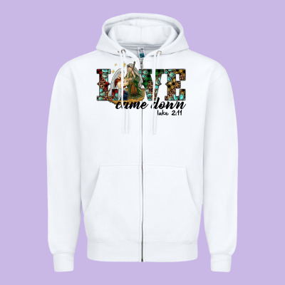 Love Came Down Holy Family Zipper Hoodie Designed By Ranaportraitstore