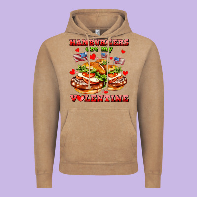 Hamburger Are My Valentine Vintage Hoodie Designed By Adodesignshop