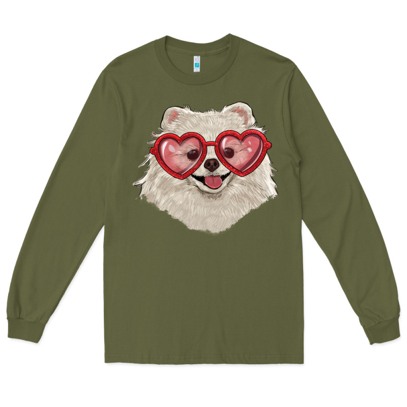 White Pomeranian With Love Glasses Long Sleeve Tee by RanaPortraitStore | Teevron