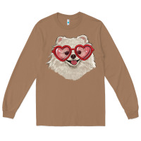 Toasted Coconut white pomeranian with love glasses Long Sleeve Tee - RanaPortraitStore