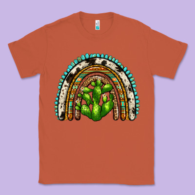 Western Cactus Rainbow Classic Tee Designed By Zillion Design Studio