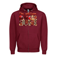 Burgundy i'm just here for the snacks american football Zipper Hoodie - Zillion Design Studio