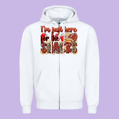 I'm Just Here For The Snacks American Football Zipper Hoodie Designed By Zillion Design Studio