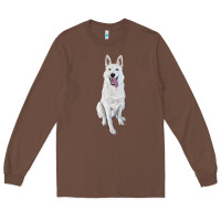 Chestnut Hand Drawing White Shepherd Long Sleeve Tee - RanaPortraitStore