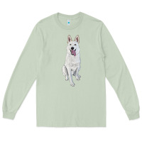 Matcha Hand Drawing White Shepherd Long Sleeve Tee - RanaPortraitStore