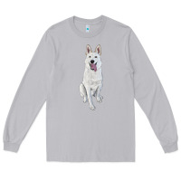 Moon Dust Hand Drawing White Shepherd Long Sleeve Tee - RanaPortraitStore