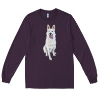 Plum Hand Drawing White Shepherd Long Sleeve Tee - RanaPortraitStore