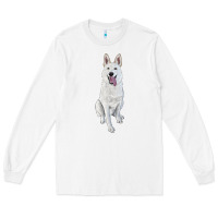 White Hand Drawing White Shepherd Long Sleeve Tee - RanaPortraitStore