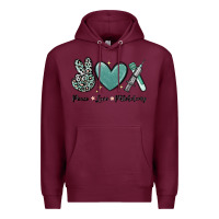 Burgundy peace love phlebotomy Premium Hoodie - MaliasSmallBusiness