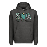 Charcoal Heather peace love phlebotomy Premium Hoodie - MaliasSmallBusiness