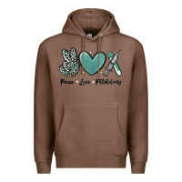 Chestnut peace love phlebotomy Premium Hoodie - MaliasSmallBusiness