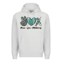 Dove Grey peace love phlebotomy Premium Hoodie - MaliasSmallBusiness