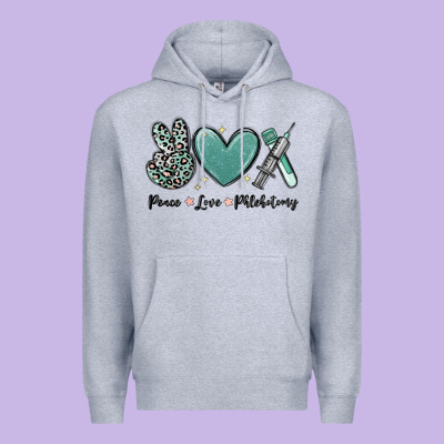 Peace Love Phlebotomy Premium Hoodie Designed By Maliassmallbusiness