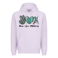 Lilac peace love phlebotomy Premium Hoodie - MaliasSmallBusiness