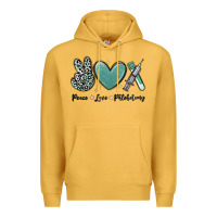 Mustard peace love phlebotomy Premium Hoodie - MaliasSmallBusiness