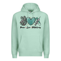 Seafoam peace love phlebotomy Premium Hoodie - MaliasSmallBusiness