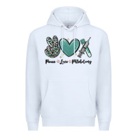 White peace love phlebotomy Premium Hoodie - MaliasSmallBusiness